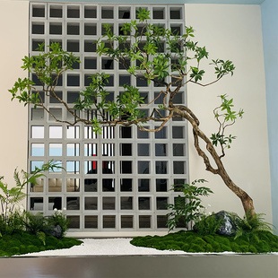 仿真马醉木假树绿植物造景室内装饰楼梯下转角橱窗落地景观简约