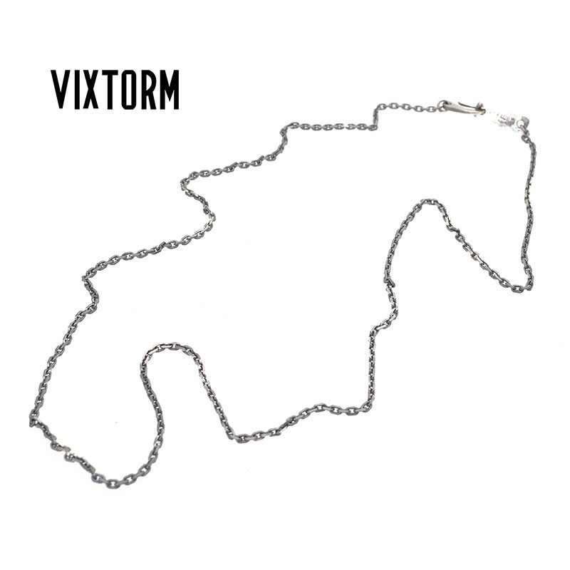 VIXTORM Chain链2.0 925纯银项链 暗黑做旧复古风锁骨2mm太角单链