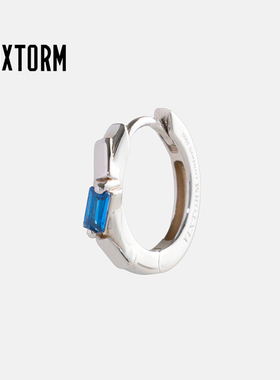 新几何极简主义s925纯银耳环 VIXTORM独立设计 Virret蓝色锆石