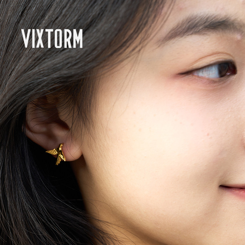 24K Hummingbird 蜂鸟耳钉 24K黄金 VIXTORM原创设计配礼盒证书