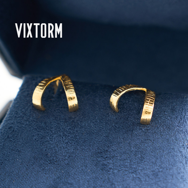 VIXTORM Picco &ldquo;岫&rdquo;24K纯金Au9999黄金耳钉原创设计配礼盒证书