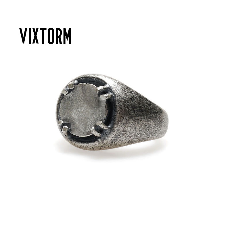 VIXTORM925银戒指做旧假镶嵌