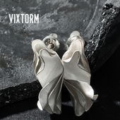 翎 S990足银 帷幔Urban抽象风格 Duve纯手工耳钉 VIXTORM流动