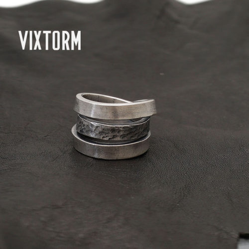 vixtorm990足银戒指锤纹情侣
