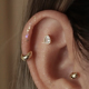 单只超赞 水滴镶钻螺纹耳钉s925纯银镀金耳骨钉拧螺丝睡觉不用摘