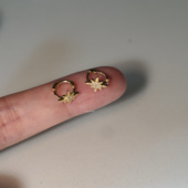 S925纯银金色耳扣女八角星芒小耳圈气质冷淡风百搭耳环星星耳骨环