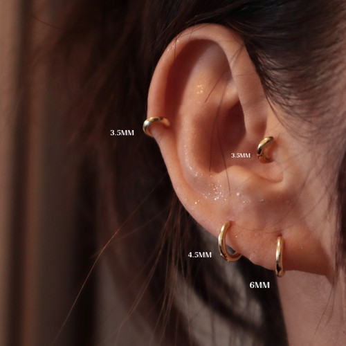 升级版！纯银厚镀金超迷你耳皮钉睡觉不用摘素圈小耳圈极小耳骨圈