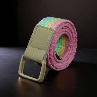皮带免打孔百搭腰带休闲裤 牛仔裤 带 学生彩虹时尚 帆布腰带女生韩版