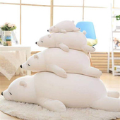 北极熊公仔睡觉长抱枕大熊趴趴熊羽绒棉大毛绒玩偶男女生日礼物