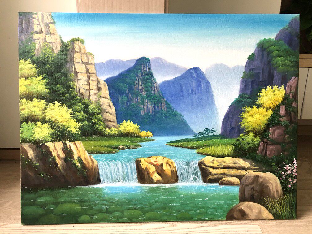 手绘山水油画油画