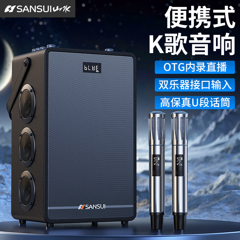 山水E92蓝牙音响户外旅行乐器电吹管萨克斯二胡大功率便携K歌音箱