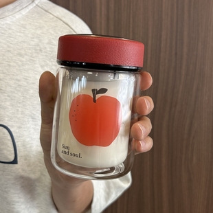 双层玻璃杯2025新款女生小新清高颜值隔热茶水分离高硼硅办公室杯