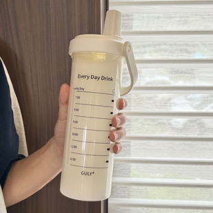 夏天冰饮奶茶杯玻璃杯女生带吸管饮水计划户外可住院用果汁牛奶杯