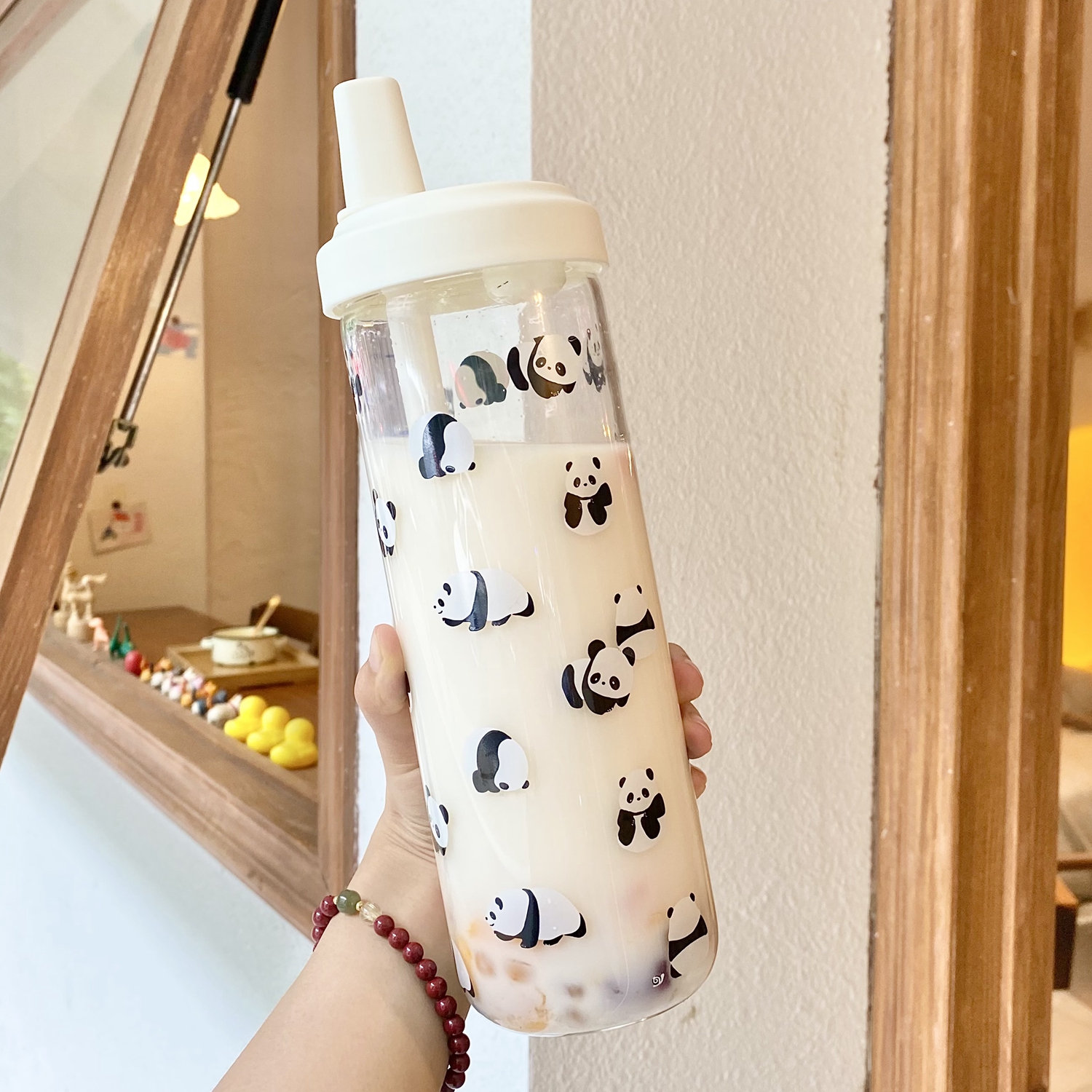 GULY成人玻璃少女心吸管杯