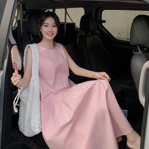 法式不规则拼接甜美连衣裙女2025夏季新款韩版宽松显瘦背心长裙子图片