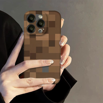 小熊猫我的世界土块适用iPhone15promax手机壳设计感小众2024新款13不撞款12艺术11苹果14plus华为pura70pro+