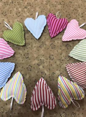 纯手工创意红黄蓝色纯棉布爱心鸡心心形挂饰挂件吊件婚庆家居装饰