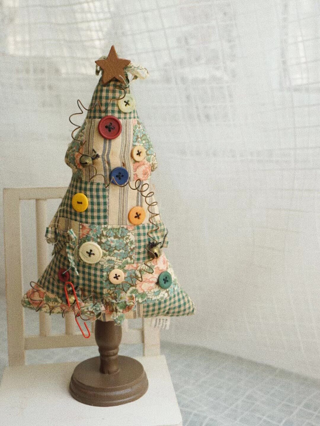 外贸手工DIY圣诞圣旦树礼物摆件创意布艺乡村复古拼布设计装饰品
