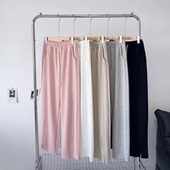 THEWOW超垂顺高克重空气棉 女 显瘦显高显腿直侧边开衩直筒阔腿裤