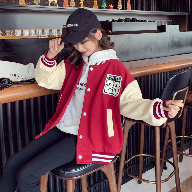 女童秋季外套2025新款女大童韩版洋气棒球服女孩秋装休闲运动上衣