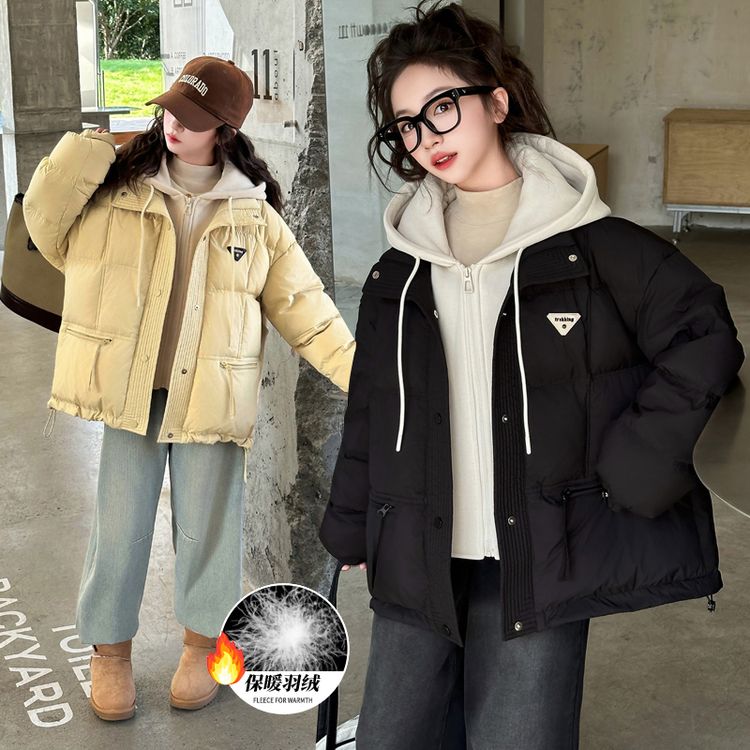 女童韩版时尚假两件羽绒服
