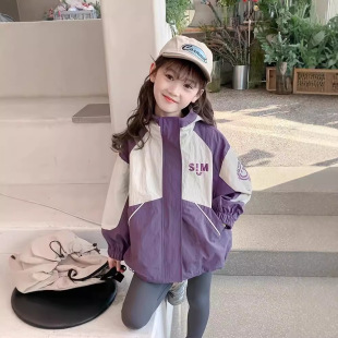 女童风衣外套春秋2026新款洋气女大童春季上衣韩版女孩春装冲锋衣