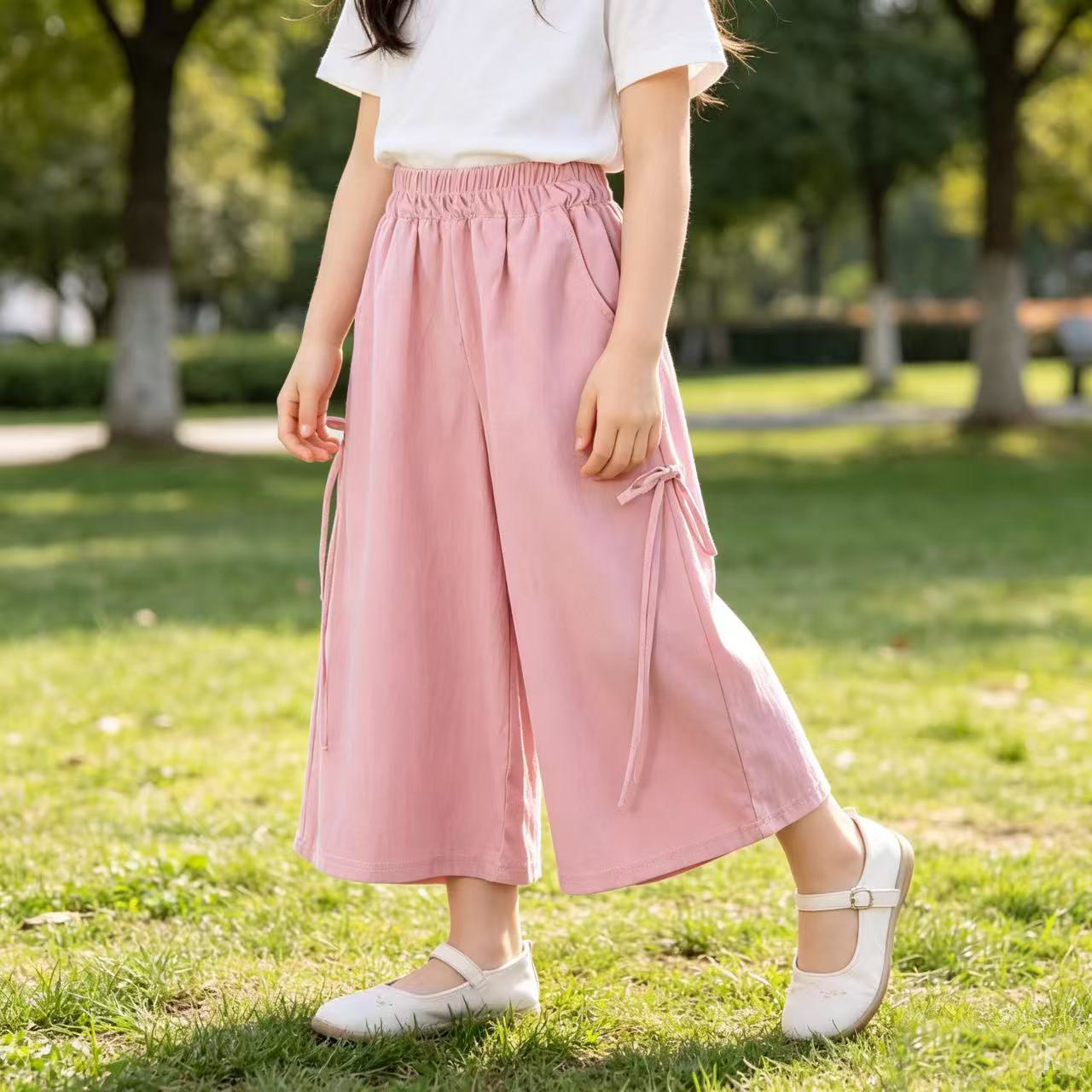 女童阔腿裤夏季休闲洋气女大童夏装七分裤宽松薄款女孩夏天裤子