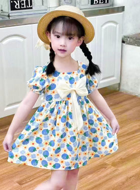 女童夏季蝴蝶结连衣裙