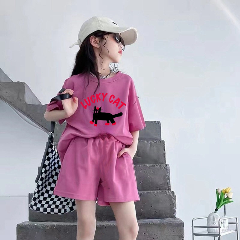 女童夏装套装韩版洋气女宝宝短袖短裤两件套休闲运动女孩夏季衣服