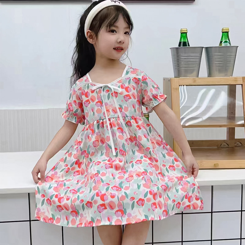 女童连衣裙夏2026新款小女孩洋气夏装裙子儿童夏季雪纺碎花公主裙