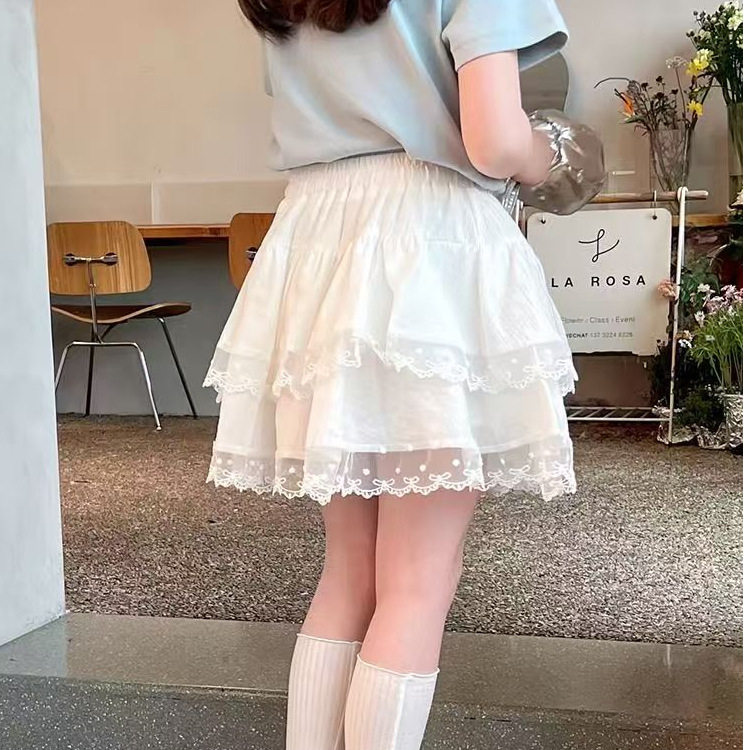 女童洋气蕾丝花边半身裙