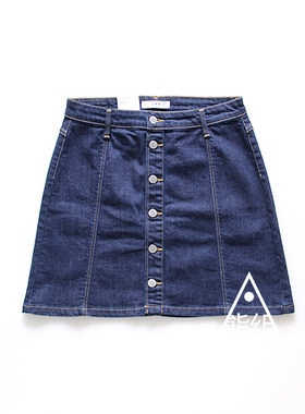 EDWIN NIGHT BLUE DENIM 11OZ RINSED SKIRT 裹身纽扣牛仔裙_熊组