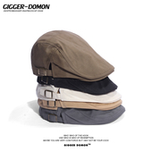 春夏季 英伦复古鸭舌帽男百搭贝雷帽女文艺画家帽黑白色前进帽子潮