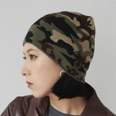 新款 复古迷彩针织帽男毛线帽日系冷帽套头帽女嘻哈街头包头帽子潮