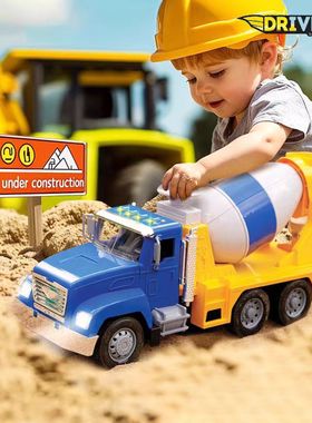 DRIVEN水泥搅拌车儿童仿真消防升降起重工程车多功能声光模拟玩具