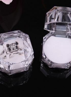 h007 厂家直销4*4透明水晶戒指盒 亚克力戒指盒子 耳钉饰品盒