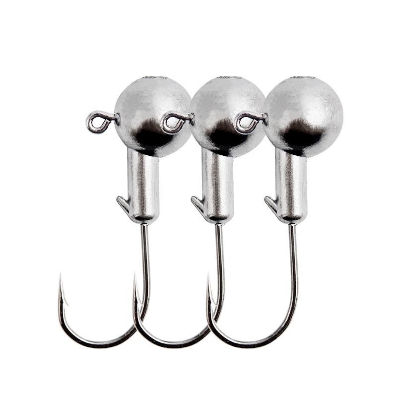 路亚饵原色铅头钩（50个/袋）21款克重T尾卷尾软饵防挂底工具配件