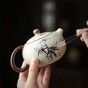 中国风手绘汝窑茶壶家用陶瓷功夫茶具个西施壶大容量泡茶壶档