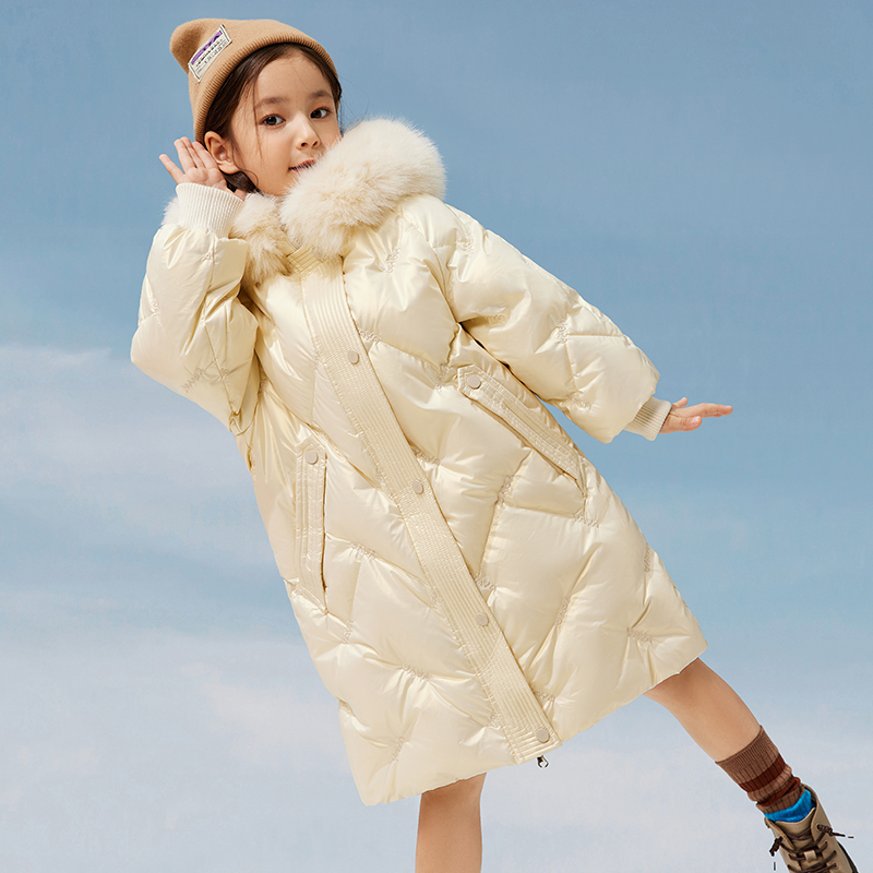 反季特价儿童羽绒服中长款女童洋气白鸭绒冬装女宝宝加厚保暖外套