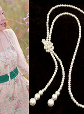 珍珠长款时尚风百搭项链包邮