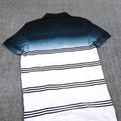 6218~XS(165/88)特价 水洗棉男翻领短袖t恤POLO衫 渐变菱格掉漆印