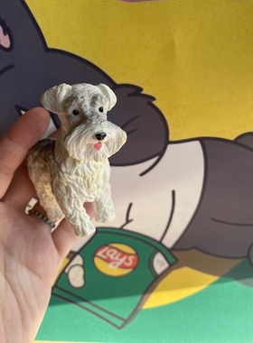 出口日本老货可爱仿真小狗雪纳瑞摆件头部可扭动