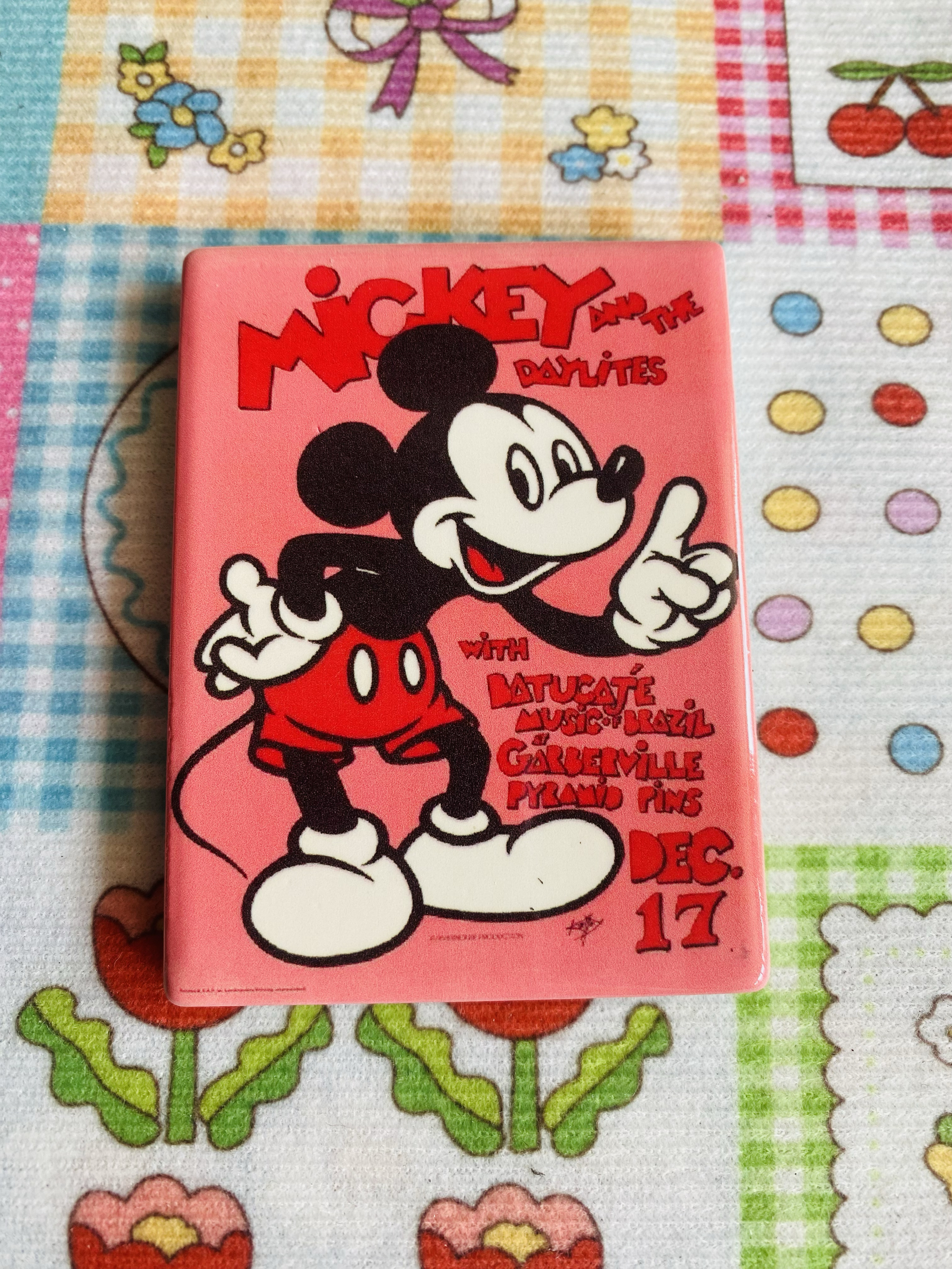 出口外贸陶瓷冰箱贴多巴胺粉红色米奇micky复古磁铁
