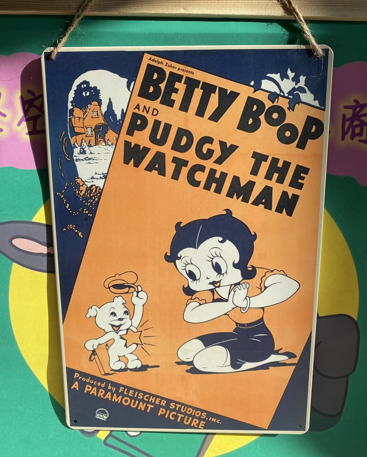 出口订单复古插画贝蒂Betty boop装饰画铁皮挂画房间软装饰图片