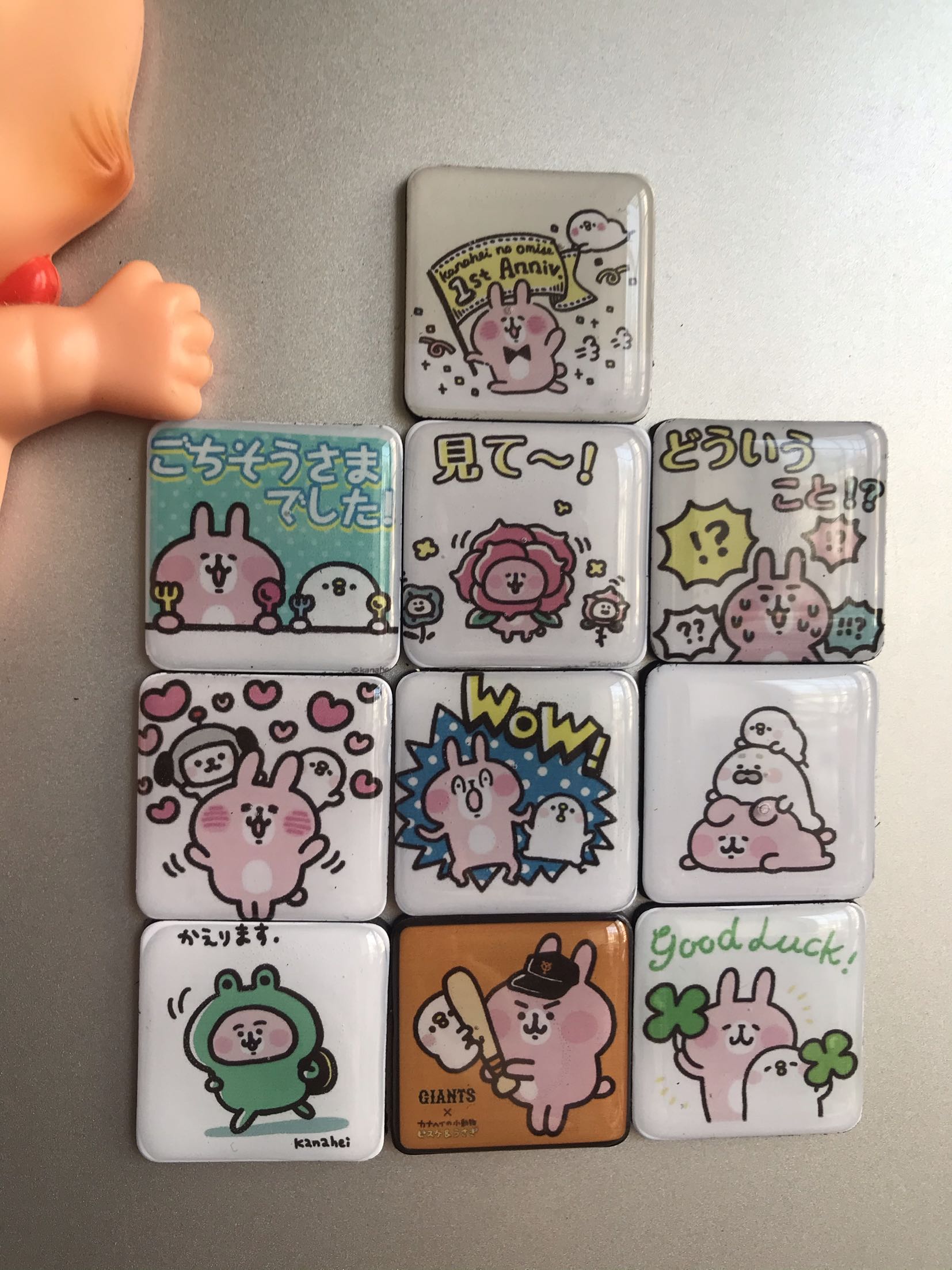 包邮出口日本卡耐斯基可爱小兔超大磁性冰箱贴一套10枚入磁性贴