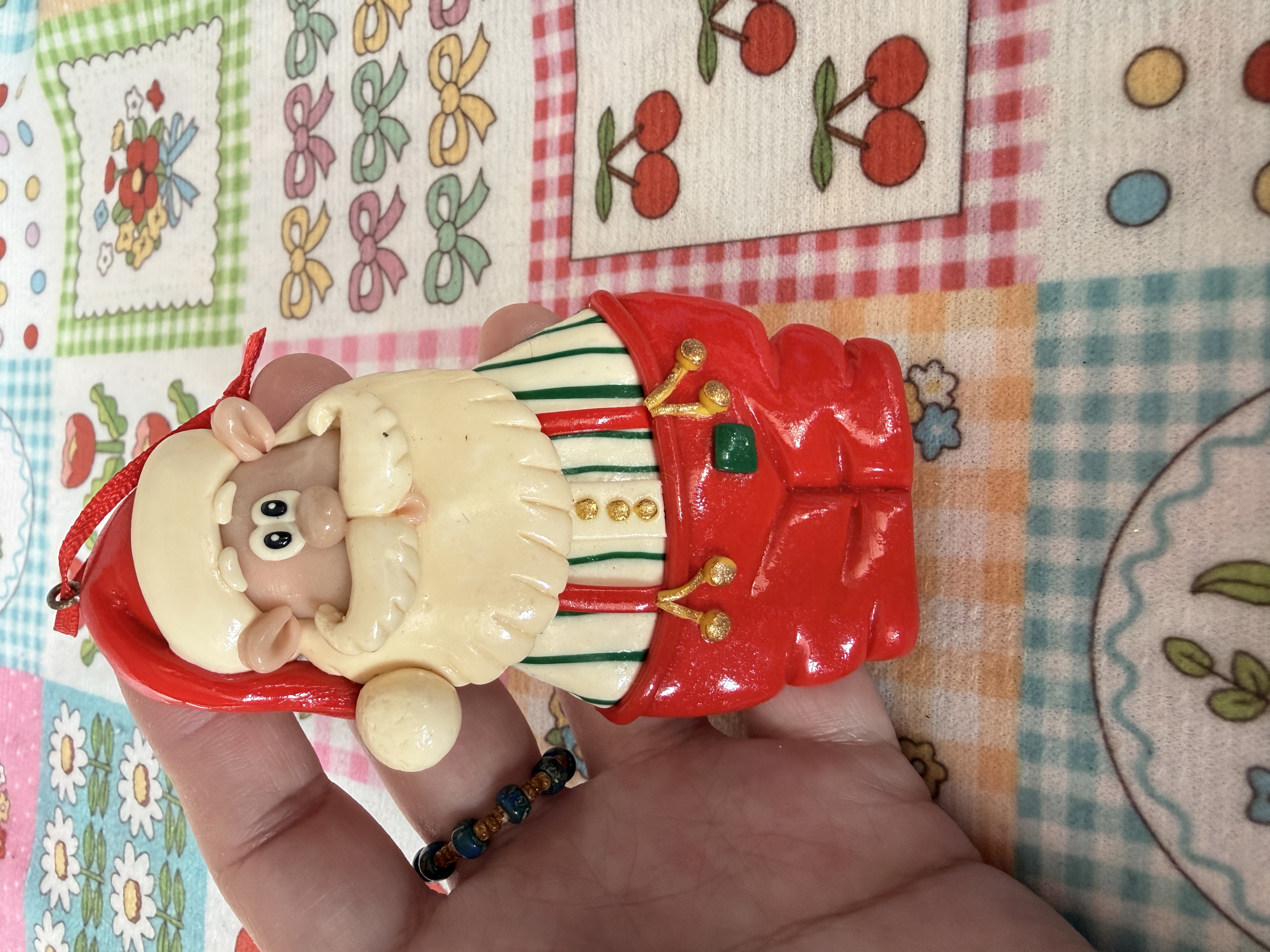 出口老货样品手工软陶可爱圣诞老人挂件孤品