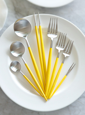 Cutipol刀叉勺筷子INS风家用可爱不锈钢牛排西餐具套装甜品小勺子