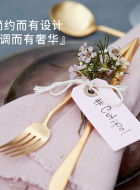 Cutipol葡萄牙刀叉餐具西餐牛排餐具刀叉勺三件套装金色刀叉甜品