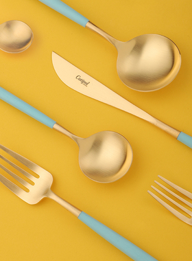 葡萄牙Cutipol土耳其蓝金便携西餐具刀叉勺筷子套装ins轻奢风勺子