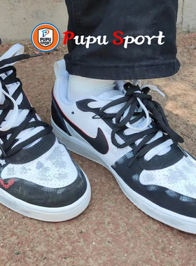 【定制球鞋】Nike Court Borough 暗夜十字 黑白灰